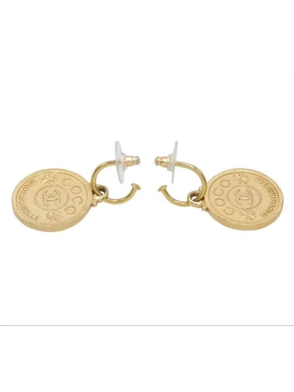 Chanel Mademoiselle Medal Motif Swing Earrings